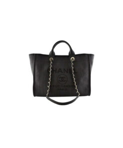 CHANEL Woven Straw Raffia Striped Medium Deauville Tote