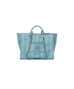 CHANEL Woven Straw Raffia Striped Medium Deauville Tote