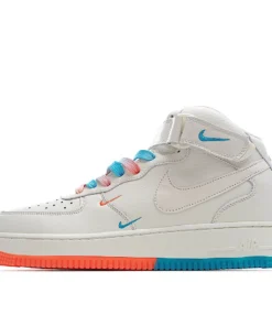 Nike Air Force 1 Mid07 Beige Red Blue Mid 3M Reflective