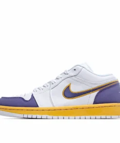 Air Jordan 1 Low Joe 1 Low Basketball Shoes Purple Gold Lakers