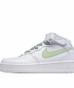Nike Air Force 1 Mid Mid Top White and Green Reflective Gypsophila